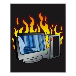 Pôster Fogo do computador - Zazzle Poster brilhante