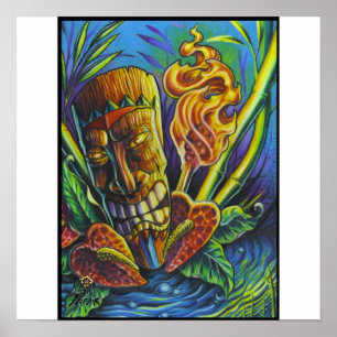 Poster Fogo do deus-impressão de Tiki