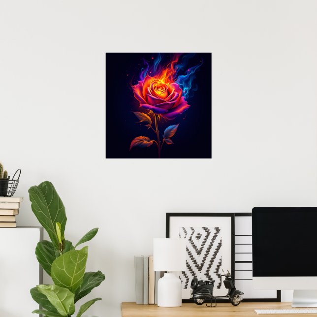 Poster Fogo e a Rosa  (Escritório em casa)