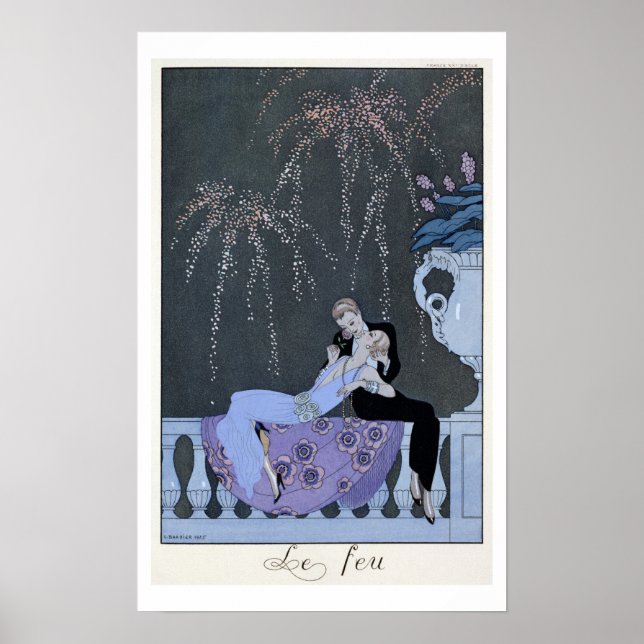 Pôster Fogo, ilustração de "Fetes Galantes" de Pau (Frente)