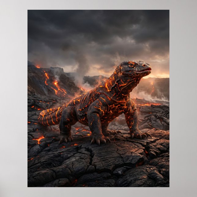 Poster Fogo Komodo Resíduos Vulcânicos (Frente)