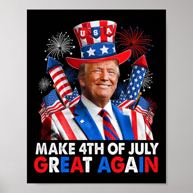Poster Fogo Patriótico Trump Torna 4 De Julho Excelente A (Frente)