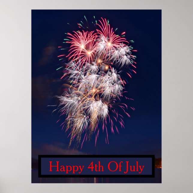 Poster Fogos de Artifício 4 de Julho Dia da Independência (Frente)
