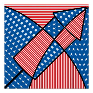 Pôster Fogos de artifício americanos patrióticos