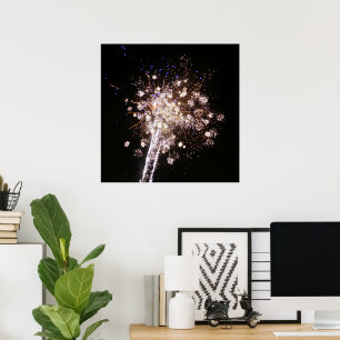Poster Fogos de Artifício Azuis e Brancos