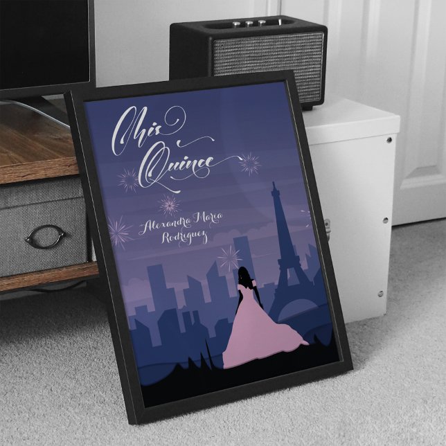 Poster Fogos de artifício da Slate Blue & Pink Paris Quin (Criador carregado)