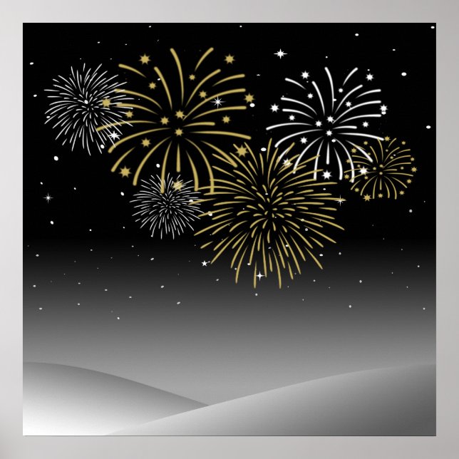 Poster Fogos de artifício de ano novo (Frente)