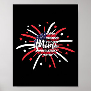 Poster Fogos de artifício de Mimi Sunflower American Flag
