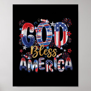 Poster Fogos de Artifício Deus Abençoe a América Patrióti