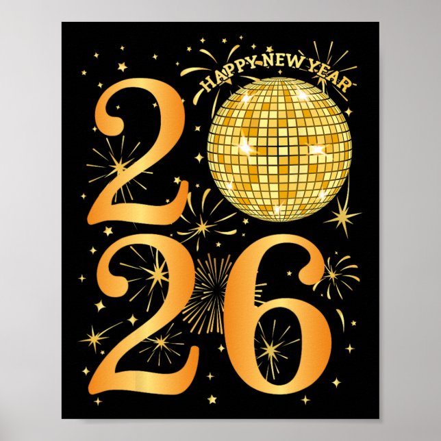 Poster Fogos de artifício do feliz ano novo 2026 - peça d (Frente)