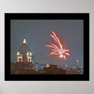 Poster Fogos de artifício sobre Lima, Peru na véspera de