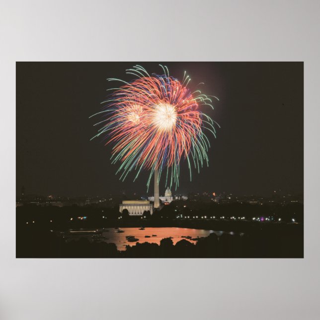 Pôster Fogos de artifício sobre Washington DC (Frente)