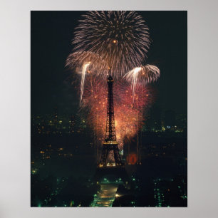 Poster Fogos de artifício, Torre Eiffel, Paris, França