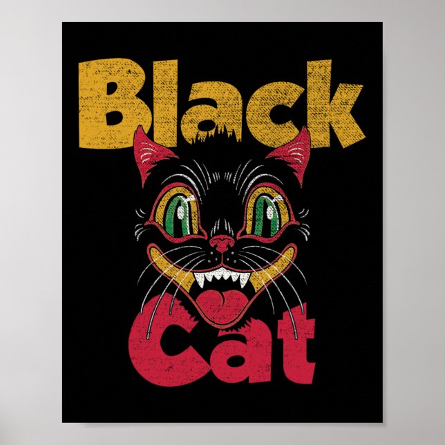Poster Fogos de artifícios de retro preto para gatos-do-d (Frente)