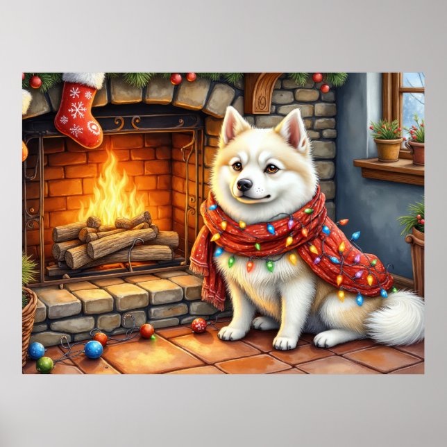 Poster Fogueira com Luzes de Natal do Esquimó Americano (Frente)