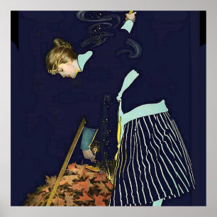 Poster Fogueira de Folhas de Outono por C Coles Phillips