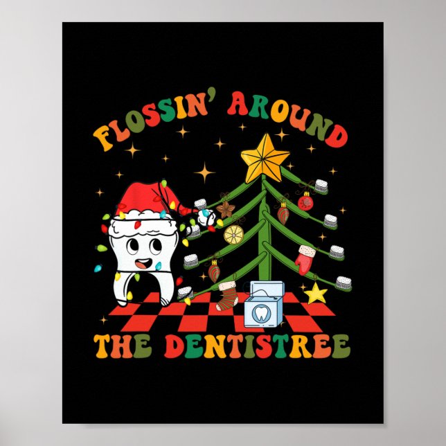 Poster Fogueira Em Torno Do Dentistree Engraçado Xmas Den (Frente)