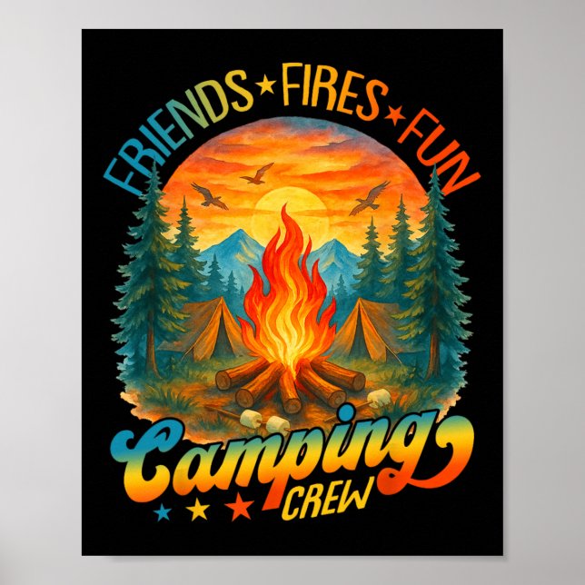 Poster Fogueiras Amigos Diversão Acampamento Equipe Acamp (Frente)