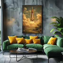 Poster Foguete de Cabo Canaveral – Espaço Retro de Meados