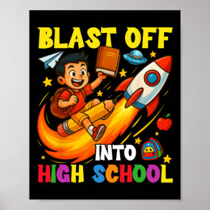 Poster Foguete decola no ensino médio Funny Back To Sc