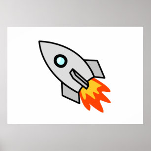 Pôster Foguete Espacial de Cartoon