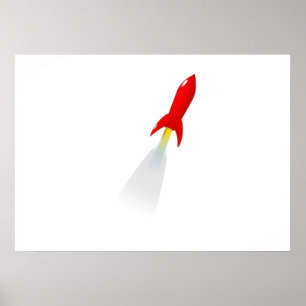 Pôster Foguete Espacial de Cartoon