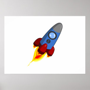Poster Foguete Espacial de Cartoon