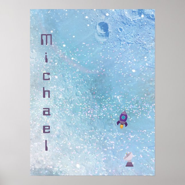 Poster Foguete espacial para a Lua com Personalidade de S (Frente)