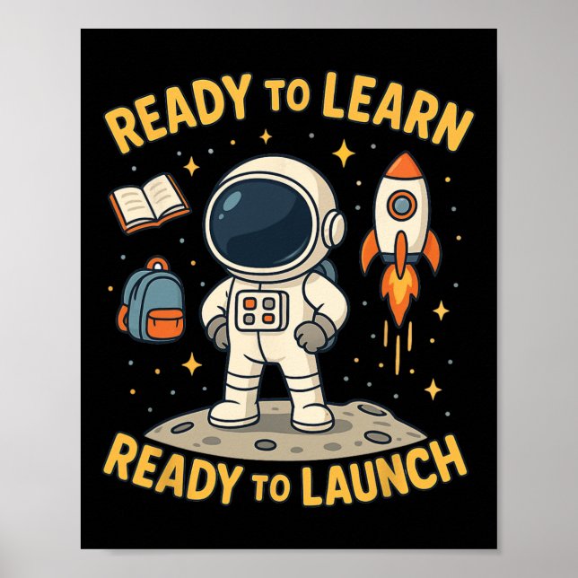 Poster Foguete Lançamento Espaço Aprender Estudante Crian (Frente)