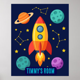 Poster Foguete Personalizado para Decolar na Sala de Bebê