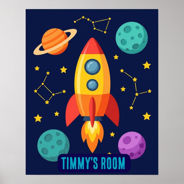 Poster Foguete Personalizado para Decolar na Sala de Bebê (Frente)