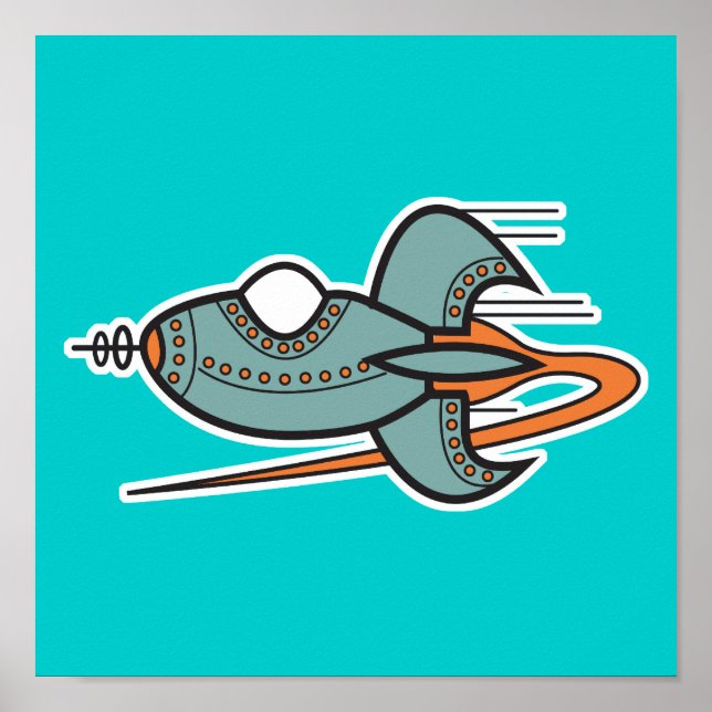 Pôster foguete retrô (Frente)