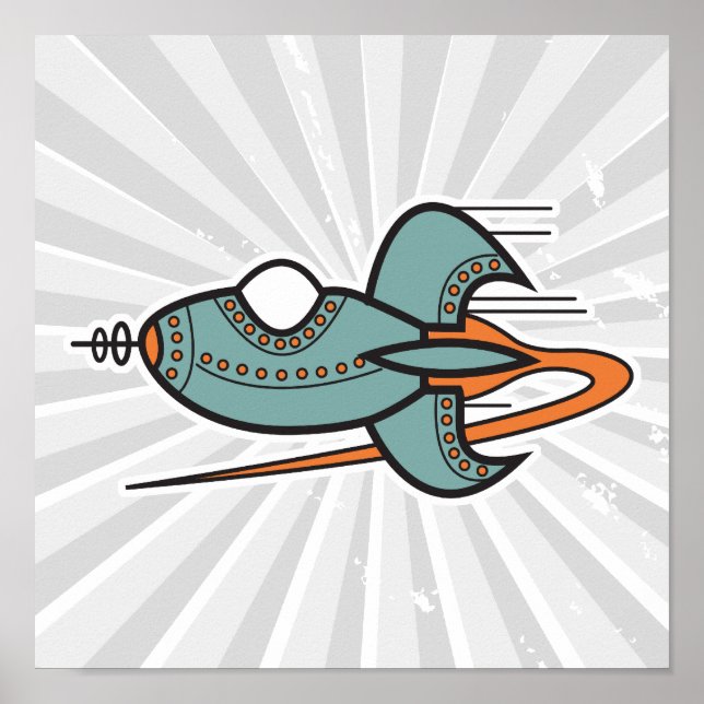 Pôster foguete retrô (Frente)