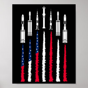 Poster Foguetes Espaciais Nos Eua 4 De Julho Homens Mulhe