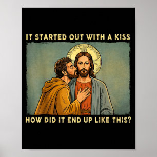 Poster Foi apenas um beijo jesus & judas meme engraçado