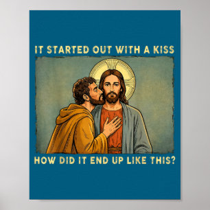 Poster Foi apenas um beijo jesus & judas meme engraçado