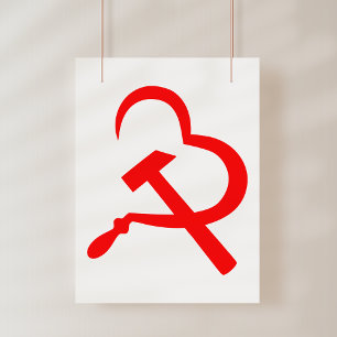 Poster Foice e Martelo, Coração, Amor, Comunismo
