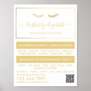 Poster Foil Dourada Chic Lashes Beleza Maquiagem Artista