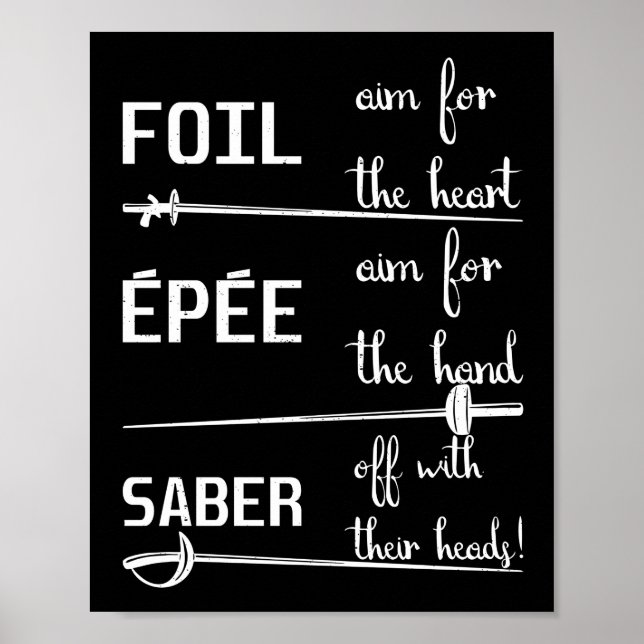 Poster Foil Epee Saber Definition Fencing (Frente)