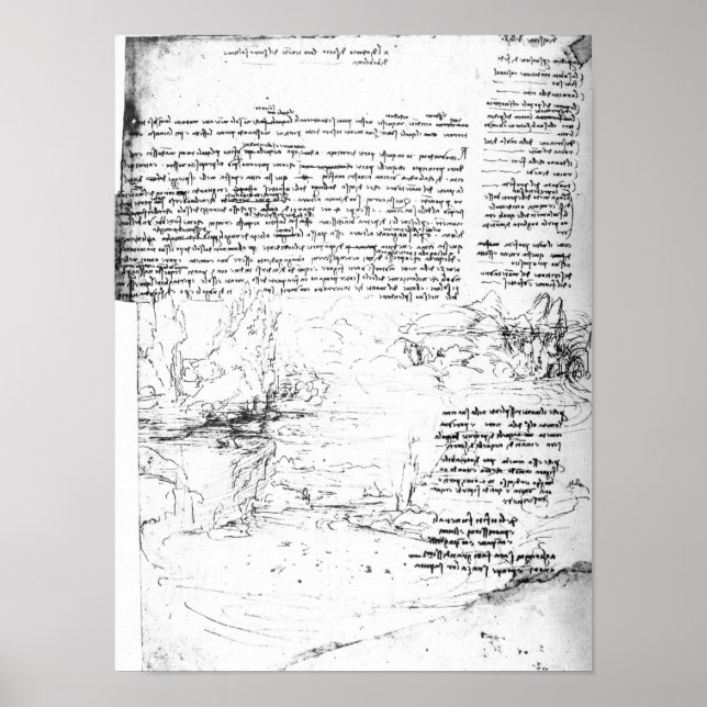 Poster Fol.145v-a, página do caderno de Da Vinci (Frente)