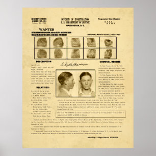 POSTER FOLHA 1933 DA POLÍCIA DO CARRINHO DE MÃO DE CLYD
