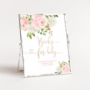 Poster Folha cor-de-rosa esbranquiçada de ouro floral Li