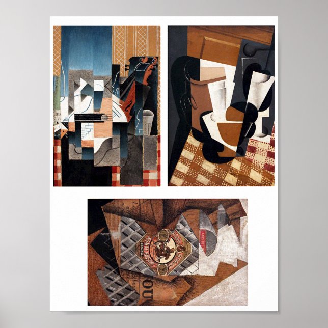 Poster Folha de Abstrato de marrom e preto (Frente)