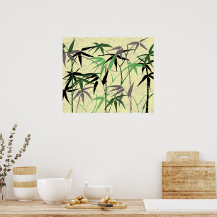 Poster Folha de bambu, folhas, tiros - amarelo verde