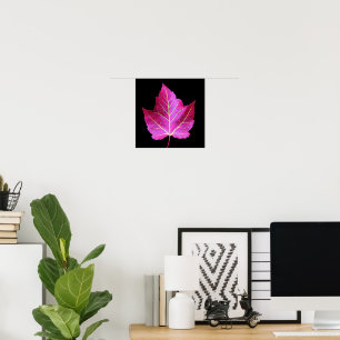 Poster Folha de Bordo Vermelho de Outono em Floral Preto