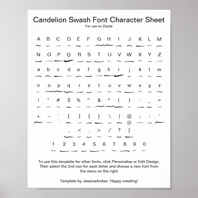 Poster Folha de Caracteres de Fonte de Troca de Candelion (Frente)