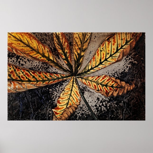 Poster Folha de castanha de Julie de Graag - Retro Floral (Frente)