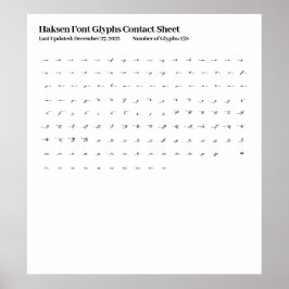 Poster Folha de Contato de Glifos da Fonte Haksen