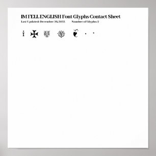 Poster Folha de Contato de Glifos da Fonte IM FELL ENGLIS