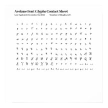 Folha de Contato do Glifos de Fontes Avelane